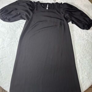 Zara Elegant Black Puff Sleeve Dress